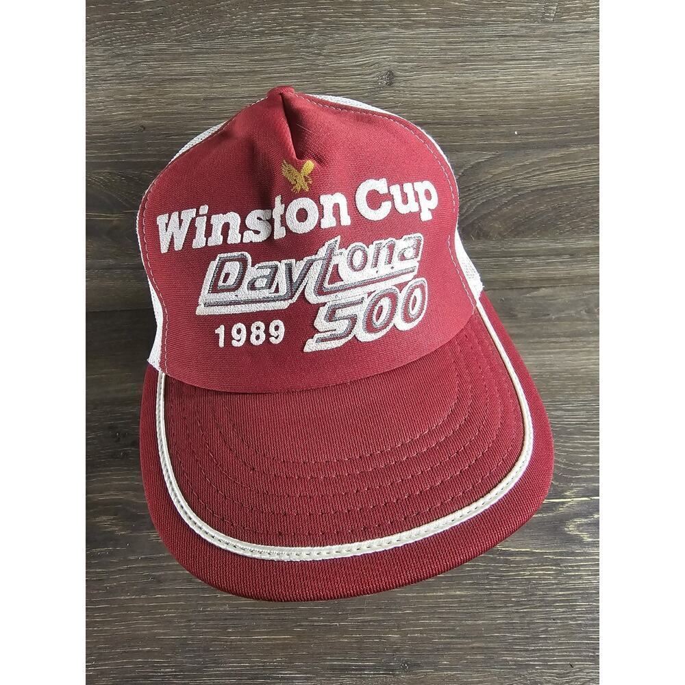 Vintage 1989 NASCAR Winston Cup Daytona 500 Snapback Hat Mesh Trucker 80s Racing